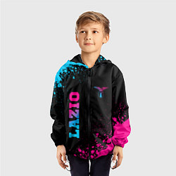 Ветровка с капюшоном детская Lazio - neon gradient: символ и надпись вертикальн, цвет: 3D-черный — фото 2