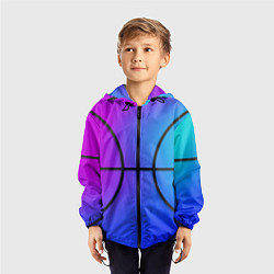 Ветровка с капюшоном детская Градиентный баскетбольный мяч, цвет: 3D-черный — фото 2