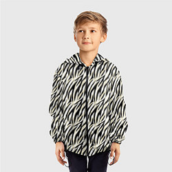 Ветровка с капюшоном детская Тигровый полосатый узор-черные, бежевые полосы на, цвет: 3D-черный — фото 2