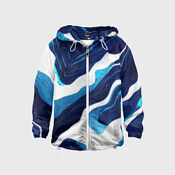 Ветровка с капюшоном детская Синие разводы краски, цвет: 3D-белый