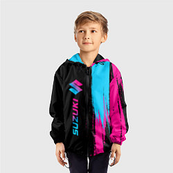 Ветровка с капюшоном детская Suzuki - neon gradient: по-вертикали, цвет: 3D-черный — фото 2