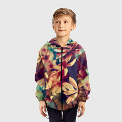 Ветровка с капюшоном детская Цветочные плитки, цвет: 3D-черный — фото 2