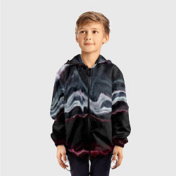 Ветровка с капюшоном детская Волнообразные следы белого и красного песка, цвет: 3D-черный — фото 2