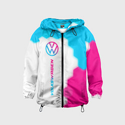 Ветровка с капюшоном детская Volkswagen neon gradient style: по-вертикали, цвет: 3D-черный