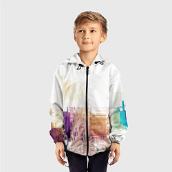 Ветровка с капюшоном детская Пиксельнaя абстракция, цвет: 3D-черный — фото 2