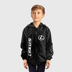 Ветровка с капюшоном детская Lexus карбоновый фон, цвет: 3D-черный — фото 2
