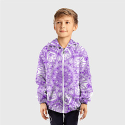 Ветровка с капюшоном детская Фиолетовая мандала, цвет: 3D-белый — фото 2