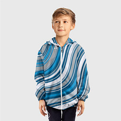 Ветровка с капюшоном детская Волнистые полосы - текстура, цвет: 3D-белый — фото 2