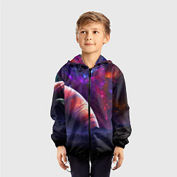 Ветровка с капюшоном детская Бесконечное космическое пространство - Планета, цвет: 3D-черный — фото 2