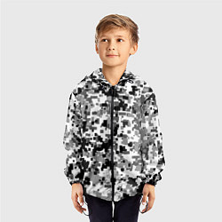Ветровка с капюшоном детская Городской пиксель камуфляж, цвет: 3D-черный — фото 2