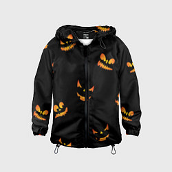 Ветровка с капюшоном детская Halloween горящие тыквы, цвет: 3D-черный