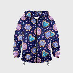 Ветровка с капюшоном детская Новогоднее печение, цвет: 3D-черный