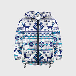 Ветровка с капюшоном детская Happy new year, blue deer, цвет: 3D-черный