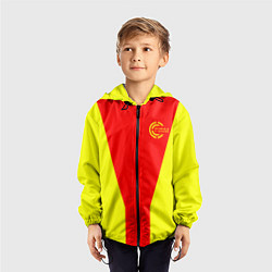 Ветровка с капюшоном детская FIRM желто-красная, цвет: 3D-черный — фото 2