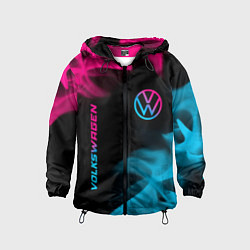 Ветровка с капюшоном детская Volkswagen - neon gradient: надпись, символ, цвет: 3D-черный