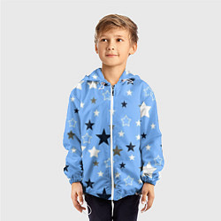 Ветровка с капюшоном детская Звёзды на голубом фоне, цвет: 3D-белый — фото 2