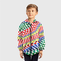 Ветровка с капюшоном детская Разноцветная оптическая иллюзия, цвет: 3D-черный — фото 2