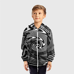 Ветровка с капюшоном детская Black and white abstract pattern, цвет: 3D-белый — фото 2