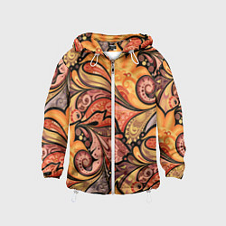 Ветровка с капюшоном детская Multicolored branching floral patterns, цвет: 3D-белый