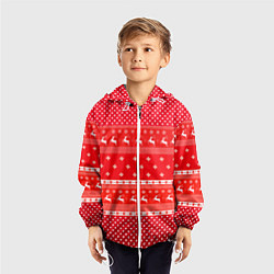 Ветровка с капюшоном детская Праздничный красный свитер, цвет: 3D-белый — фото 2