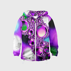 Ветровка с капюшоном детская Фиолетовые пузыри, цвет: 3D-белый