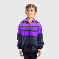 Ветровка с капюшоном детская Полосатый узор в серых и фиолетовых тонах, цвет: 3D-черный — фото 2