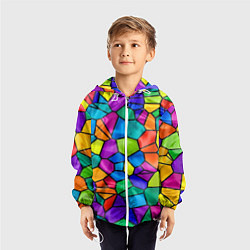 Ветровка с капюшоном детская Разноцветная мозаика, цвет: 3D-белый — фото 2