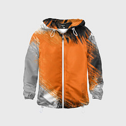 Ветровка с капюшоном детская Желто-черный узор Мазки краски, цвет: 3D-белый