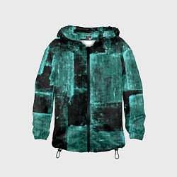 Ветровка с капюшоном детская Зелёный абстракт, цвет: 3D-черный