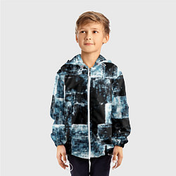Ветровка с капюшоном детская Голубой, чёрный и белый абстракт, цвет: 3D-белый — фото 2