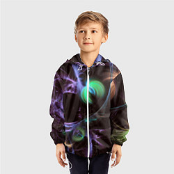 Ветровка с капюшоном детская Магические фиолетовые волны и цветные космические, цвет: 3D-белый — фото 2