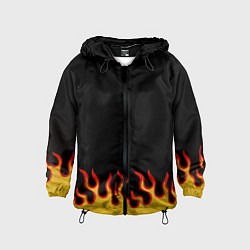 Ветровка с капюшоном детская Горящее пламя, цвет: 3D-черный