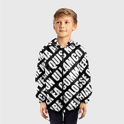 Ветровка с капюшоном детская Крупный рубленый текст Lorem Ipsum каллиграфия на, цвет: 3D-черный — фото 2