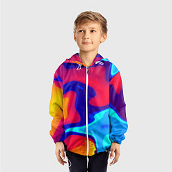 Ветровка с капюшоном детская Смесь красок ультрафиолет, цвет: 3D-белый — фото 2