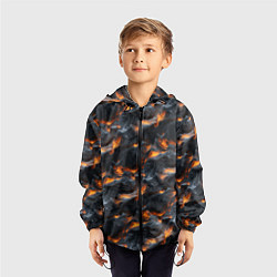 Ветровка с капюшоном детская Огненные волны - pattern, цвет: 3D-черный — фото 2