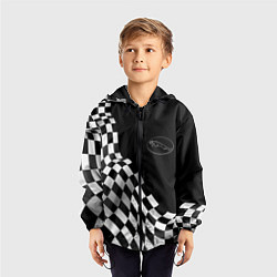 Ветровка с капюшоном детская Jaguar racing flag, цвет: 3D-черный — фото 2