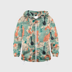 Ветровка с капюшоном детская Музыкальная фантазия, бесшовный узор, цвет: 3D-белый