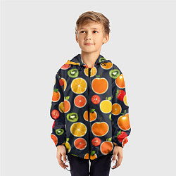 Ветровка с капюшоном детская Фрукты и ягоды, цвет: 3D-черный — фото 2