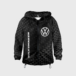Ветровка с капюшоном детская Volkswagen карбоновый фон, цвет: 3D-черный