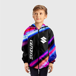 Ветровка с капюшоном детская Suzuki speed lights, цвет: 3D-черный — фото 2