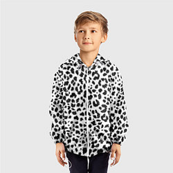 Ветровка с капюшоном детская Черные леопардовые пятна, цвет: 3D-белый — фото 2