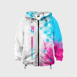 Ветровка с капюшоном детская Death Stranding neon gradient style: по-вертикали, цвет: 3D-черный