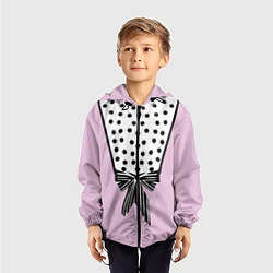 Ветровка с капюшоном детская Костюм Барби: черный горох с полосатым бантом, цвет: 3D-черный — фото 2