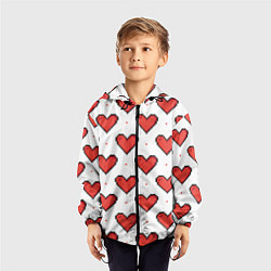 Ветровка с капюшоном детская Pixel heart, цвет: 3D-черный — фото 2