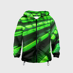 Ветровка с капюшоном детская Green neon abstract, цвет: 3D-черный