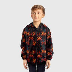 Ветровка с капюшоном детская Оранжевые неоновые листья, цвет: 3D-черный — фото 2