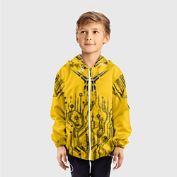 Ветровка с капюшоном детская Киберпанк Yellow-Black, цвет: 3D-белый — фото 2