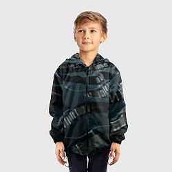 Ветровка с капюшоном детская Жидкий металл, цвет: 3D-черный — фото 2