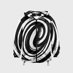 Ветровка с капюшоном детская Черно-белая воронка, цвет: 3D-черный