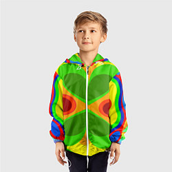 Ветровка с капюшоном детская Цветные плавные фигуры, цвет: 3D-белый — фото 2
